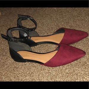 Burgundy flats